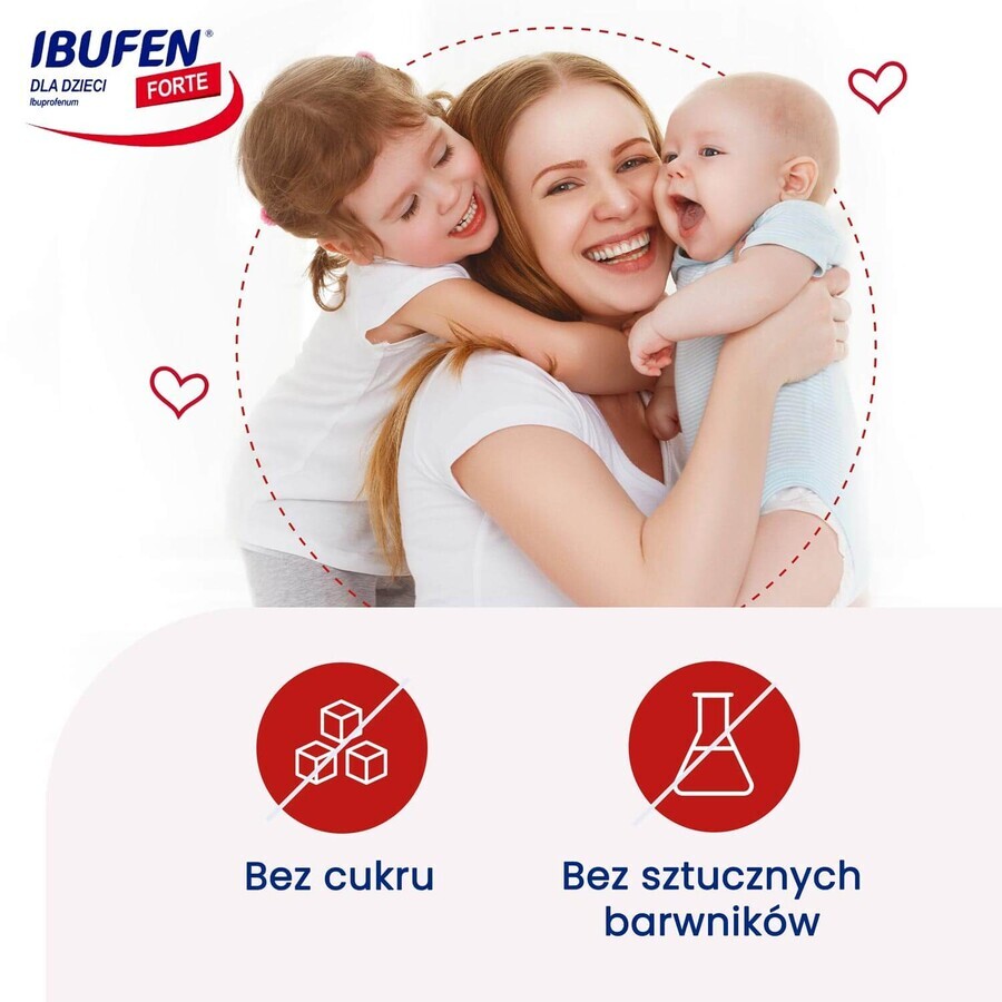 Ibufen infantil Forte sabor fresa 200 mg/ 5 ml, suspensión oral a partir de 3 meses, 100 ml