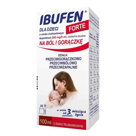 Ibufen infantil Forte sabor fresa 200 mg/ 5 ml, suspensión oral a partir de 3 meses, 100 ml