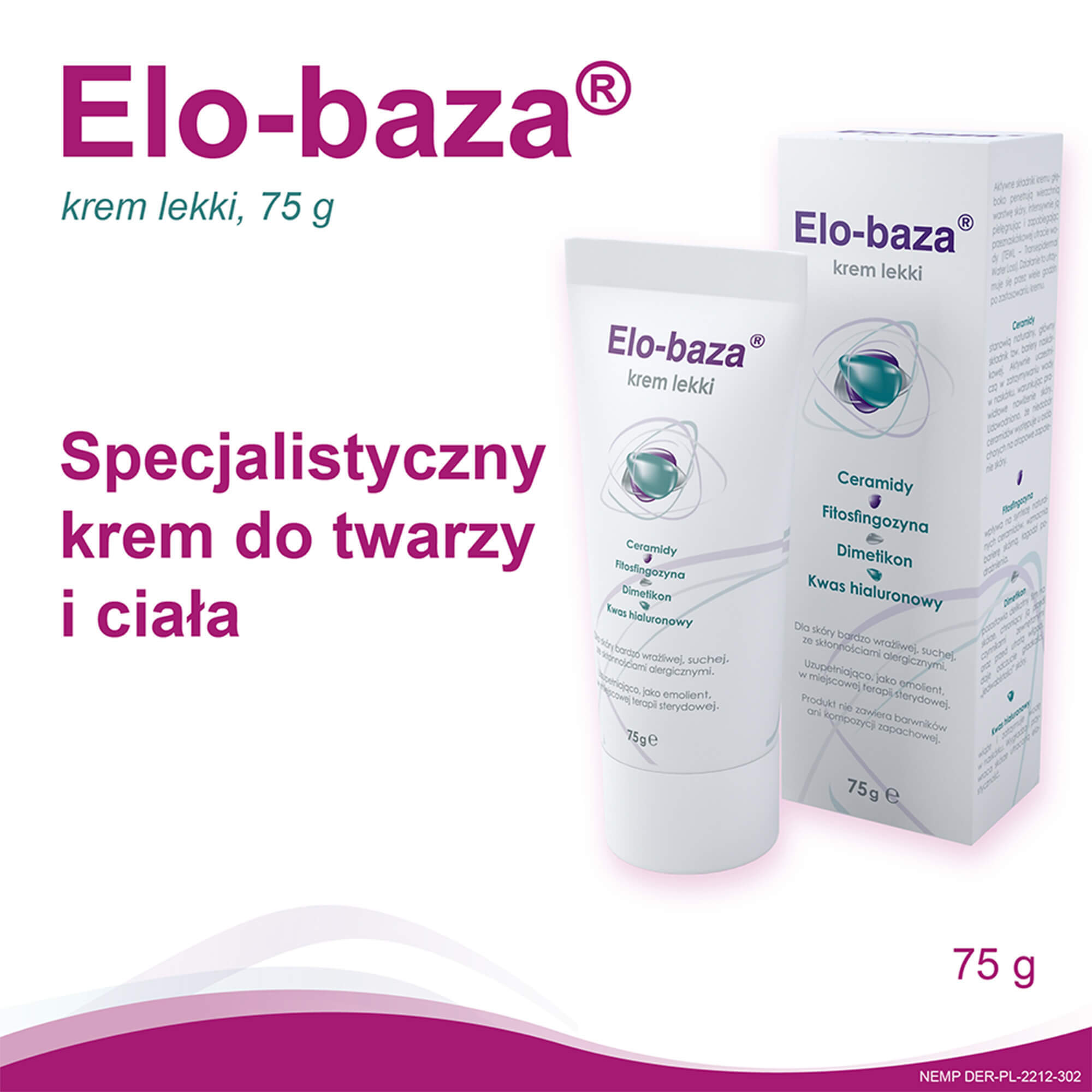 Elo-base, cremă ușoară, piele foarte sensibilă și uscată, 75 g