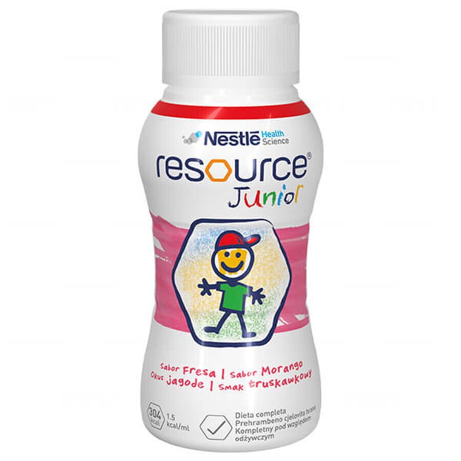 Resource Junior, pregătire nutrițională peste 1 an, aromă de căpșuni, 4 x 200 ml