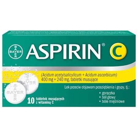 Aspirine C 400 mg + 240 mg, 10 comprimés effervescents