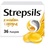 Strepsils mit Honig und Zitrone 1,2 mg + 0,6 mg, 36 harte Lutschtabletten