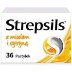 Strepsils mit Honig und Zitrone 1,2 mg + 0,6 mg, 36 harte Lutschtabletten