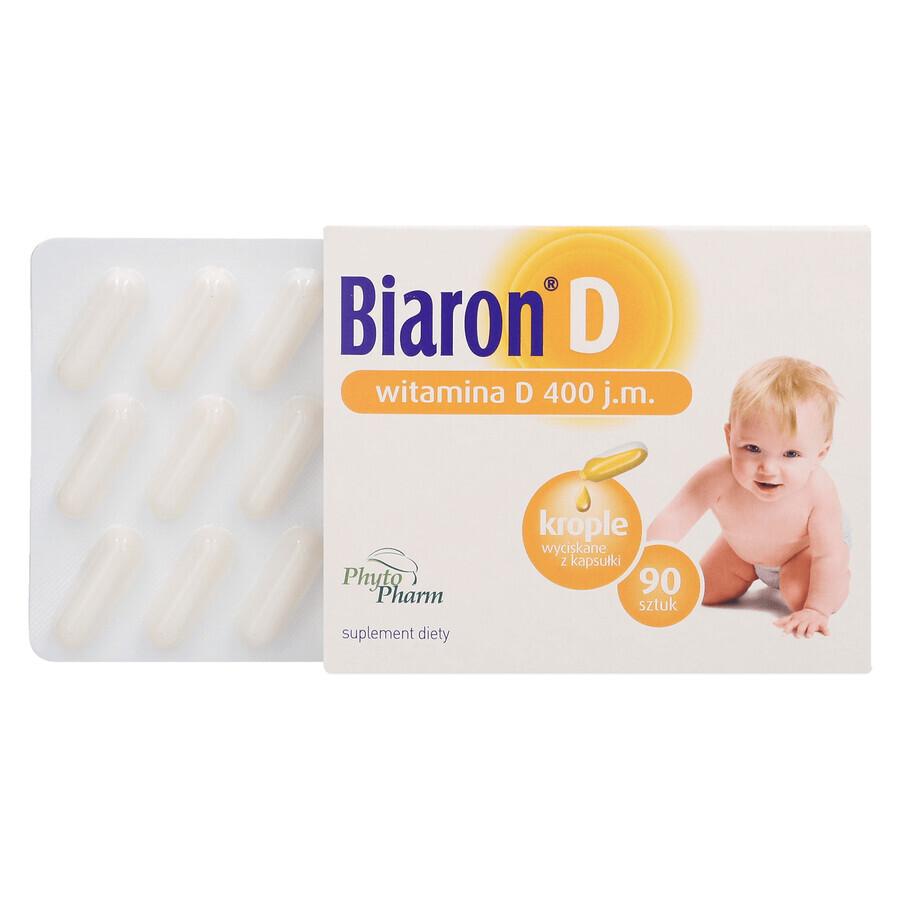 Biaron D, vitamine D 400 IU, 90 gélules détachables