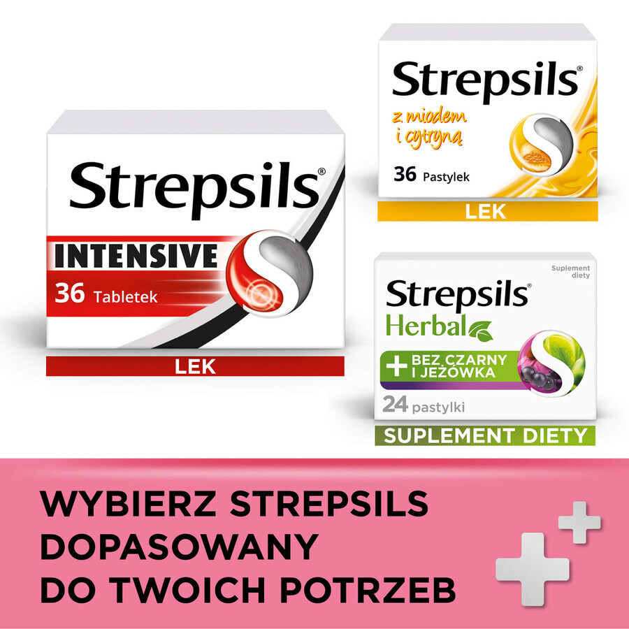 Strepsils Junior 1,2 mg + 0,6 mg, fără zahăr, aromă de căpșuni, 24 pastile