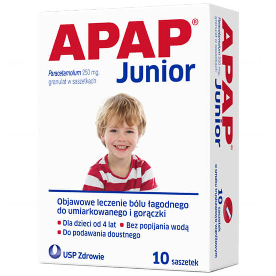 Apap Junior 250 mg, granulado, 10 sobres