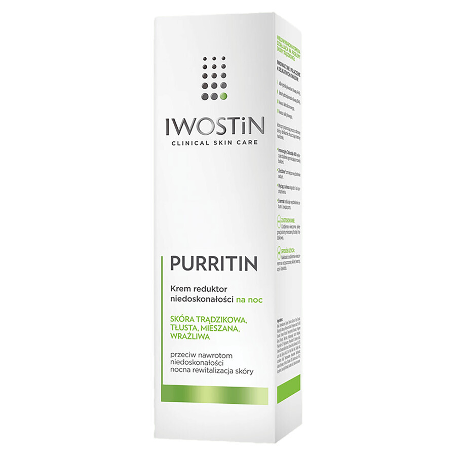 Iwostin Purritin, crema notte anti imperfezioni, 40 ml