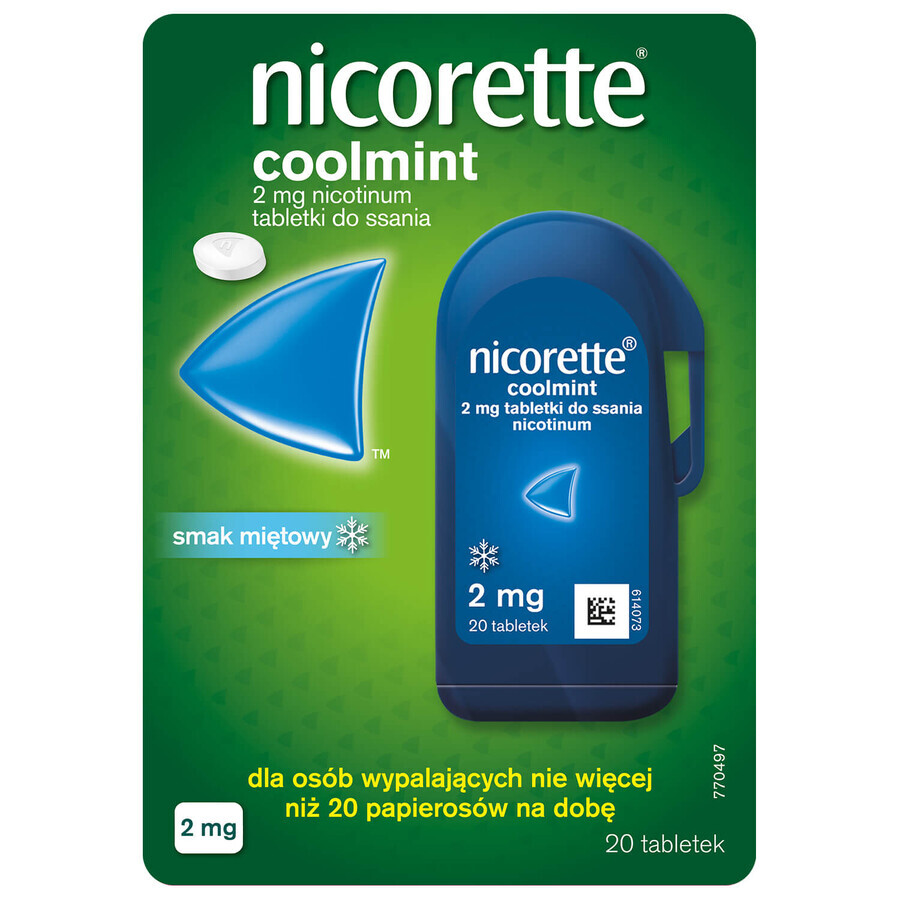 Nicorette Coolmint 2 mg, 20 pastilles