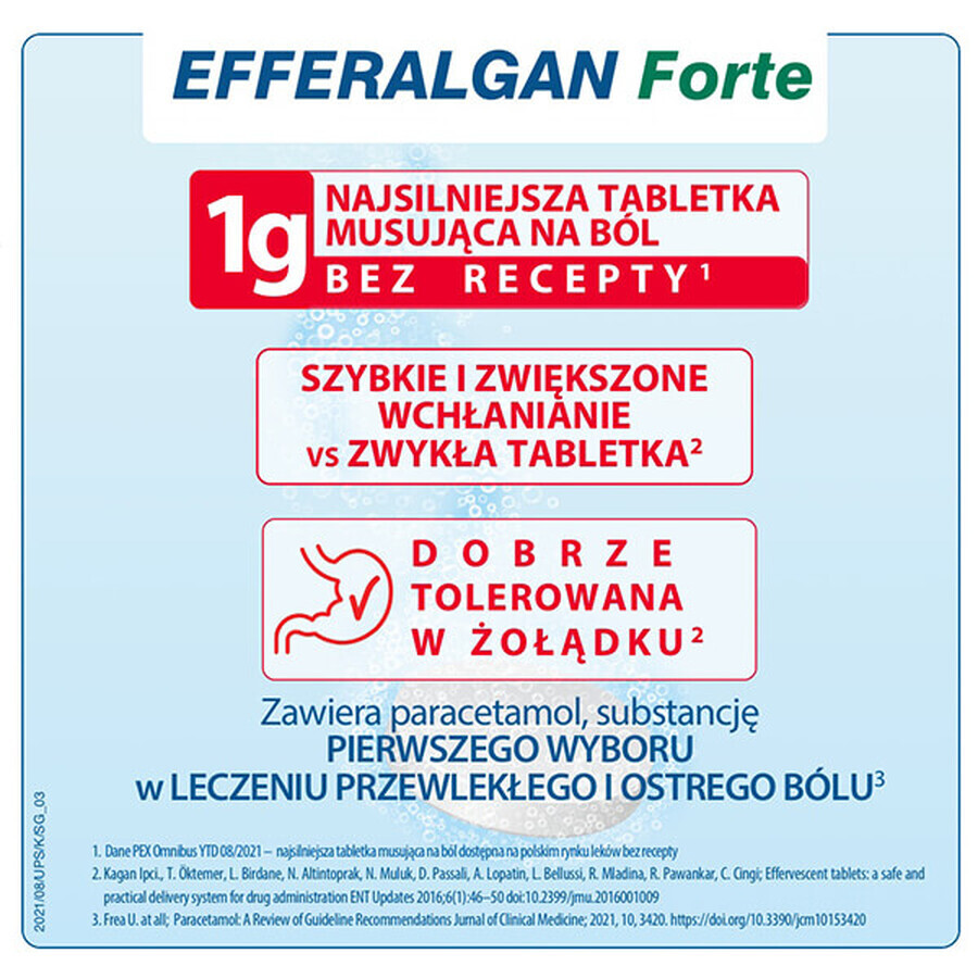 Efferalgan Forte 1 g, 8 compresse effervescenti