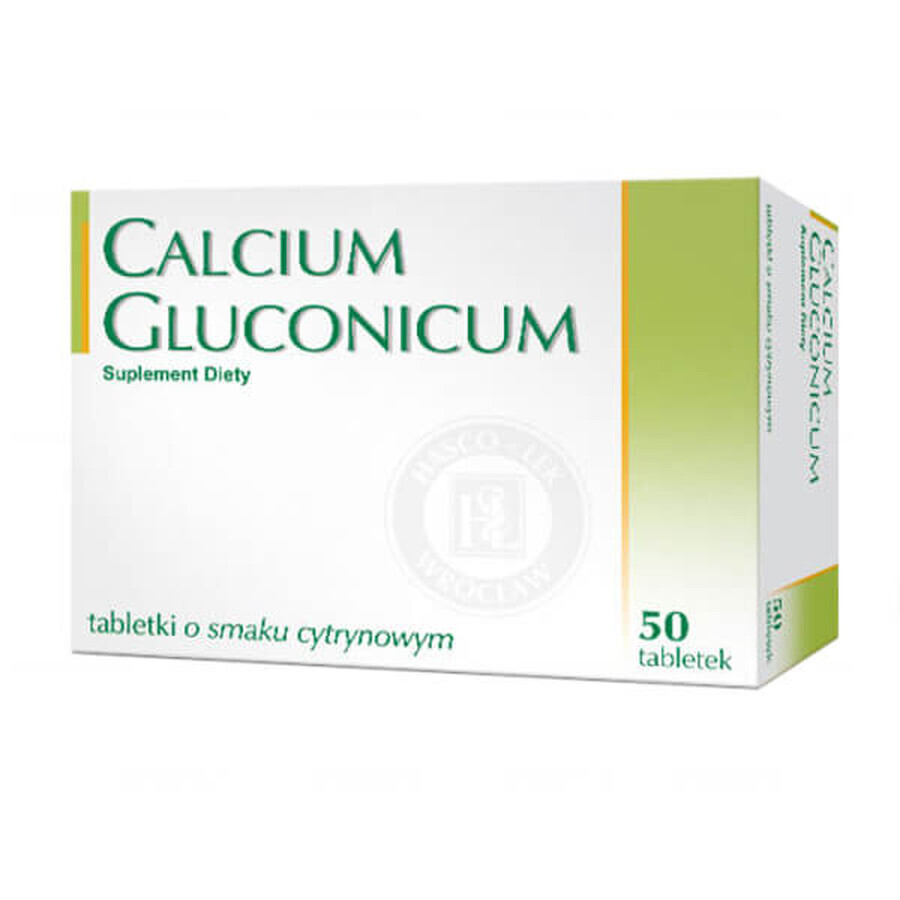 Calcium gluconicum, aromă de lămâie, 50 comprimate