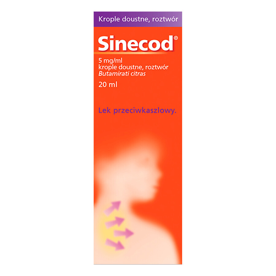 Sinecod 5 mg/ml, picături orale, soluție, 20 ml