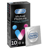 Durex Mutual Pleasure, prezervative pentru relații sexuale cu lubrifiant, cu nervuri și conducte, 10 bucăți