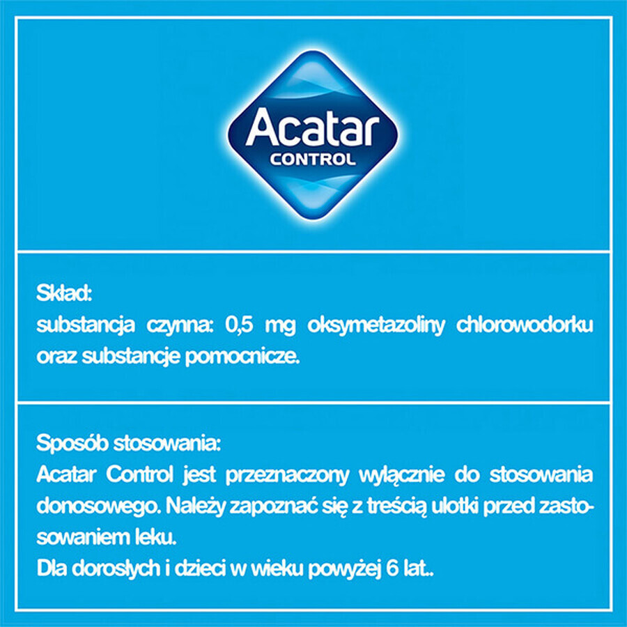 Acatar Control 0,5 mg/ml, spray nazal, soluție, 15 ml