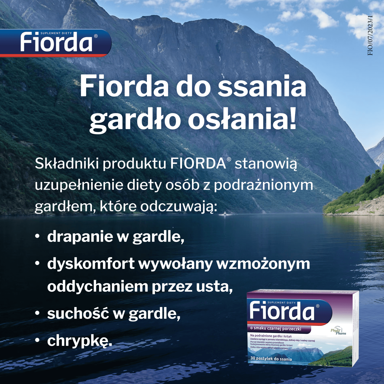 Fiorda, aromă de coacăze negre, 30 pastiluțe