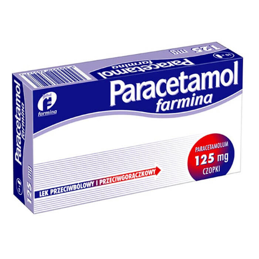 Paracetamol Farmina 125 mg, supozitoare, 10 bucăți