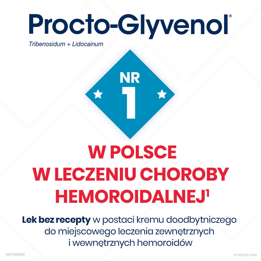 Procto-Glyvenol (50 mg + 20 mg)/g, cremă rectală, 30 g