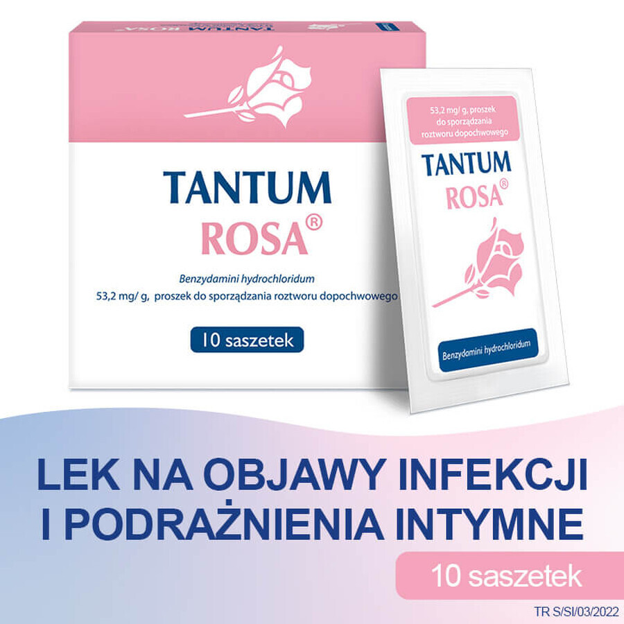 Tantum Rosa 53,2 mg/g, pulbere pentru soluție de irigare vaginală, 10 pliculețe