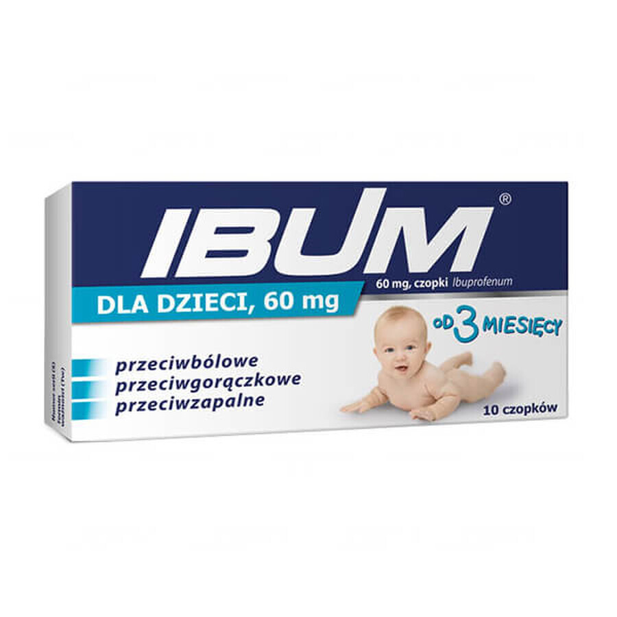 Ibum pentru copii 60 mg, supozitoare de la 3 luni, 10 bucăți