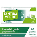 Tantum Verde 3 mg, aromă de mentă, 20 pastile tari