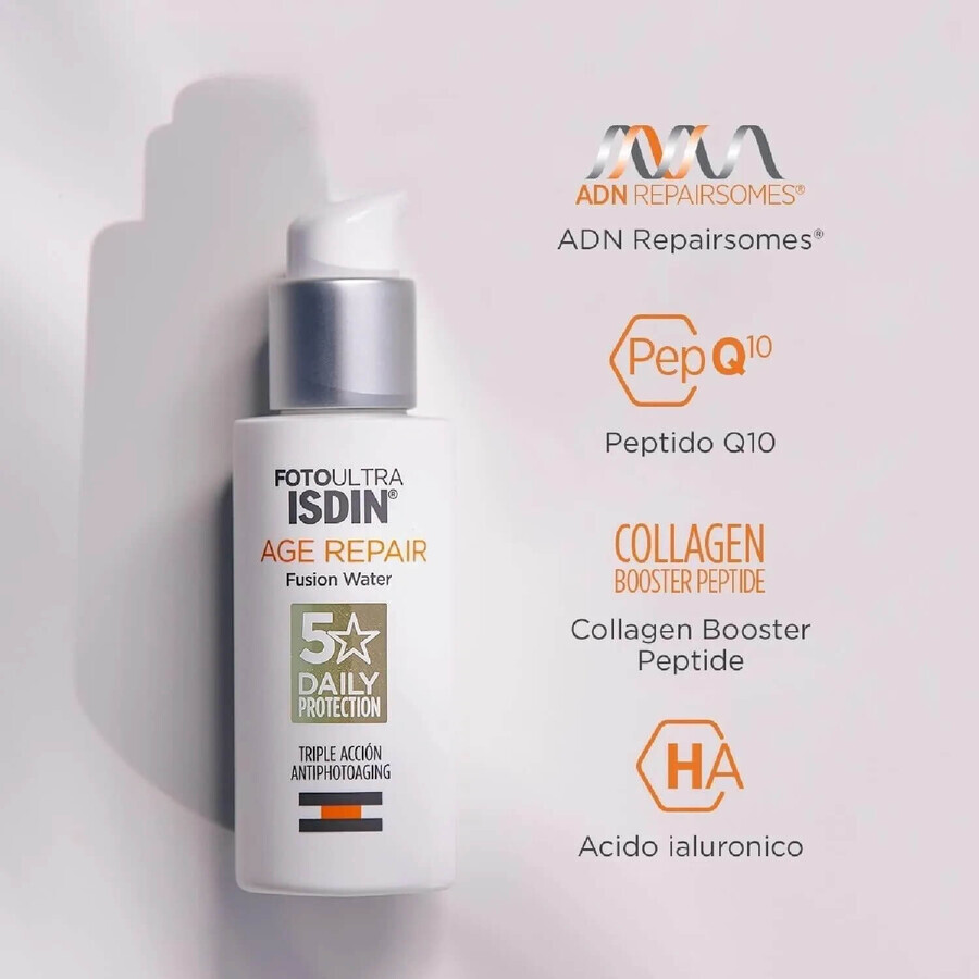 ISDIN Foto Ultra Age Repair Fusion Water SPF 50 Crema Solare Viso Antietà, 50 ml