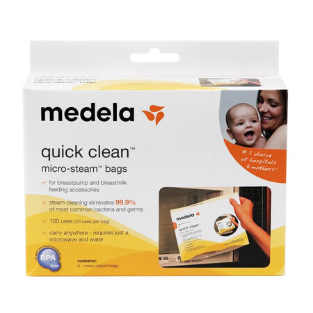 Medela, pungi de dezinfecție pentru microunde, 5 bucăți