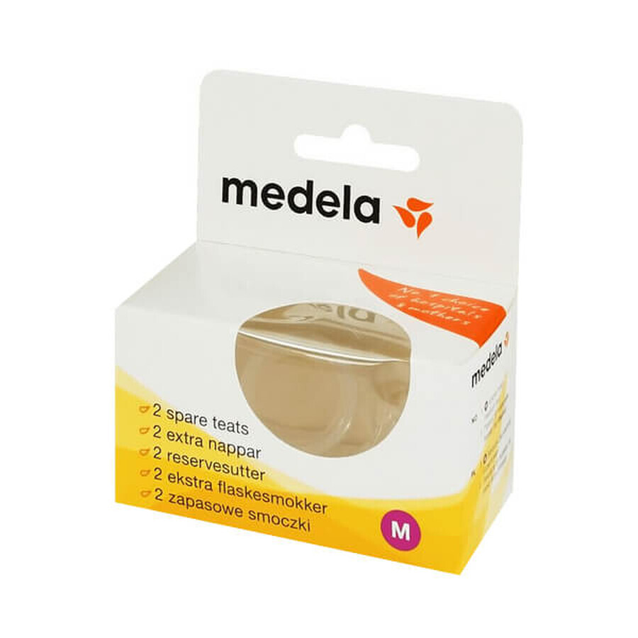 Medela, tetină pentru biberon, silicon, mărimea M, debit mediu, 4-6 luni, 2 bucăți