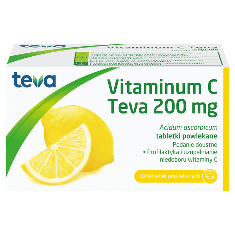 Vitaminum C Teva 200 mg, 50 filmomhulde tabletten