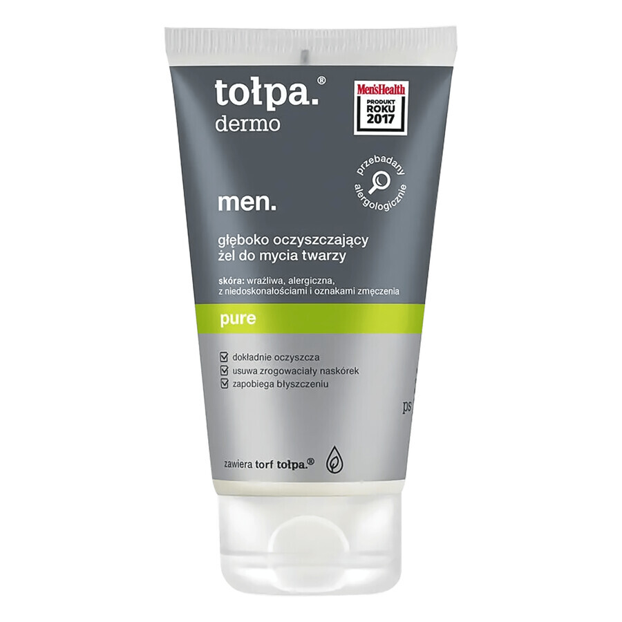 Tolpa Dermo MEN, Pure, gel de curățare profundă pentru curățarea feței, 150 ml