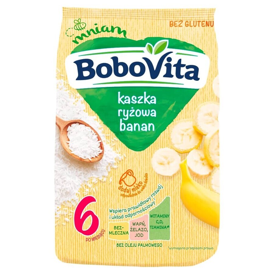 BoboVita Cereale de orez, banane, fără lapte, fără gluten, după 6 luni, 180 g