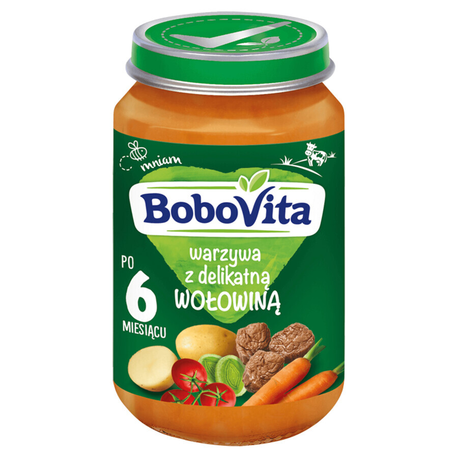 BoboVita Lunch, legume cu carne de vită fragedă, după 6 luni, 190 g