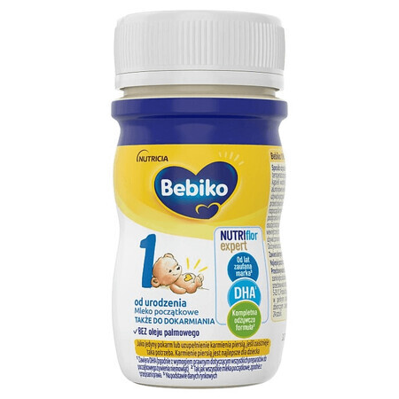 Bebiko 1 Nutriflor Expert, leche infantil lista para tomar, desde el nacimiento, 90 ml