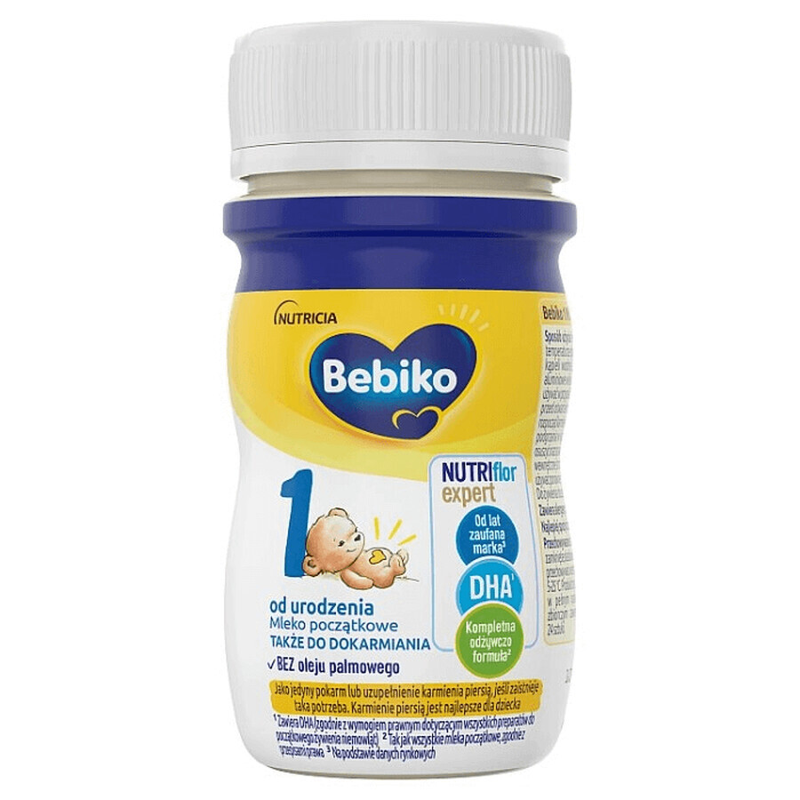 Bebiko 1 Nutriflor Expert, leche infantil lista para tomar, desde el nacimiento, 90 ml