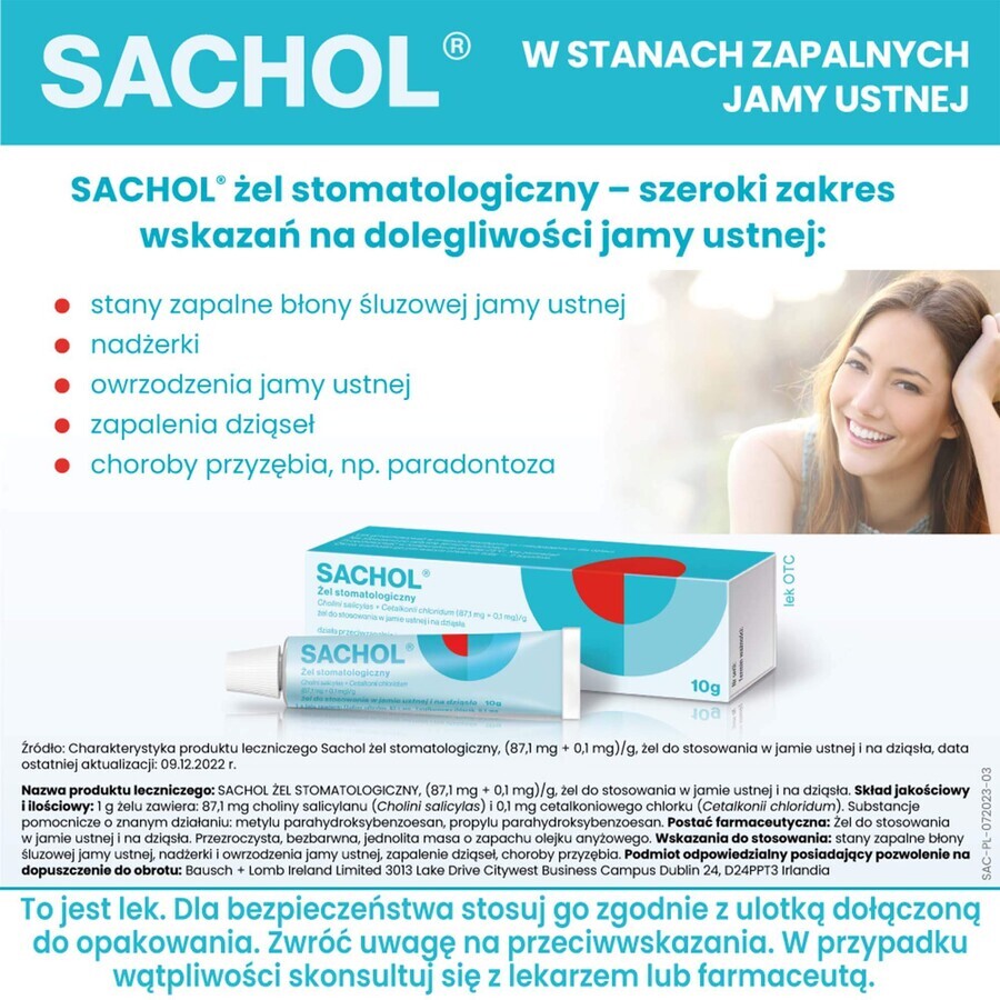 Sachol (87,1 mg + 0,1 mg)/g, gel dentar, 10 g