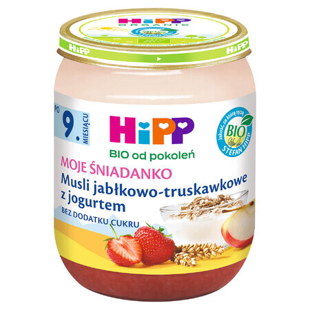 HiPP Moje Śniadanko Bio, apple and strawberry muesli with yogurt, after 9 months, 160 g