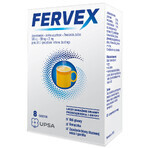 Fervex 500 mg + 200 mg + 25 mg, granulat pentru soluție orală, aromă de lămâie, 8 plicuri