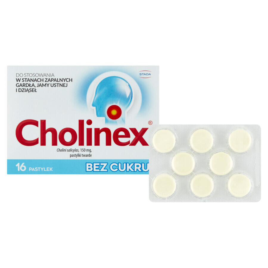 Cholinex 150 mg, fără zahăr, 16 pastile