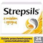 Strepsils au miel et au citron 1,2 mg + 0,6 mg, 24 pastilles dures