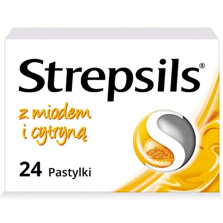 Strepsils au miel et au citron 1,2 mg + 0,6 mg, 24 pastilles dures