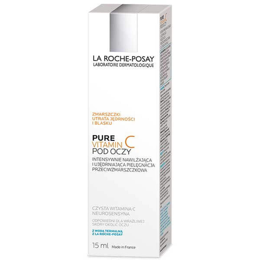 La Roche-Posay Pure Vitamin C Eyes, cuidado de ojos antiarrugas intensamente hidratante y reafirmante, 15 ml