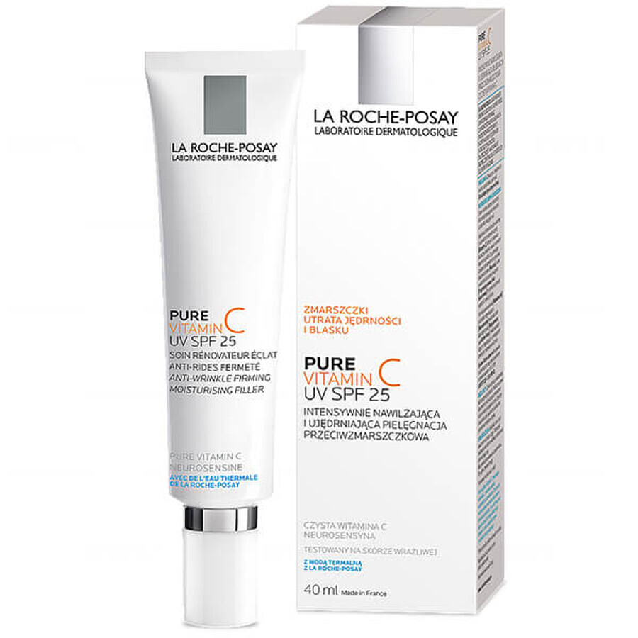 La Roche-Posay Pure Vitamin C UV, cuidado antiarrugas intensamente hidratante y reafirmante, SPF 25, 40ml