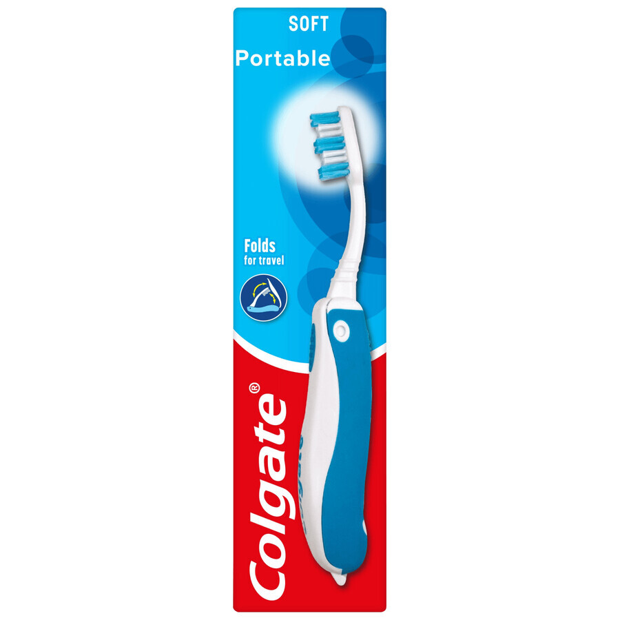 Colgate Portable/Travel, periuță de dinți pliabilă de călătorie, moale, 1 buc