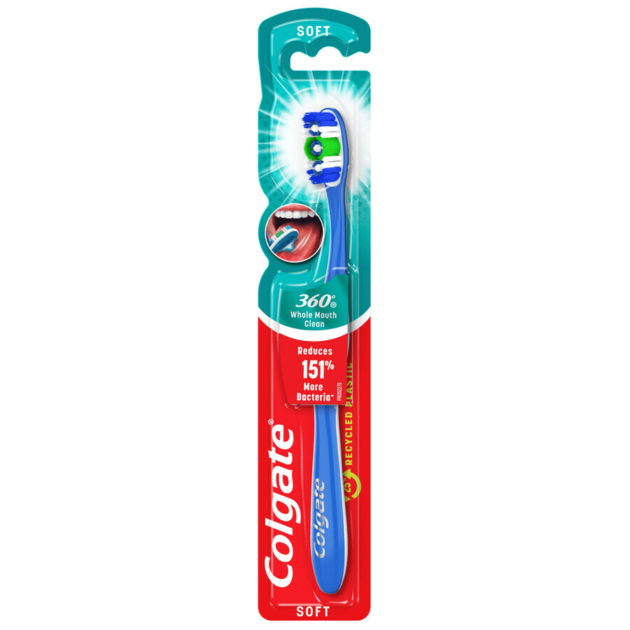 Colgate 360° Whole Mouth Clean, periuță de dinți, moale, 1 buc