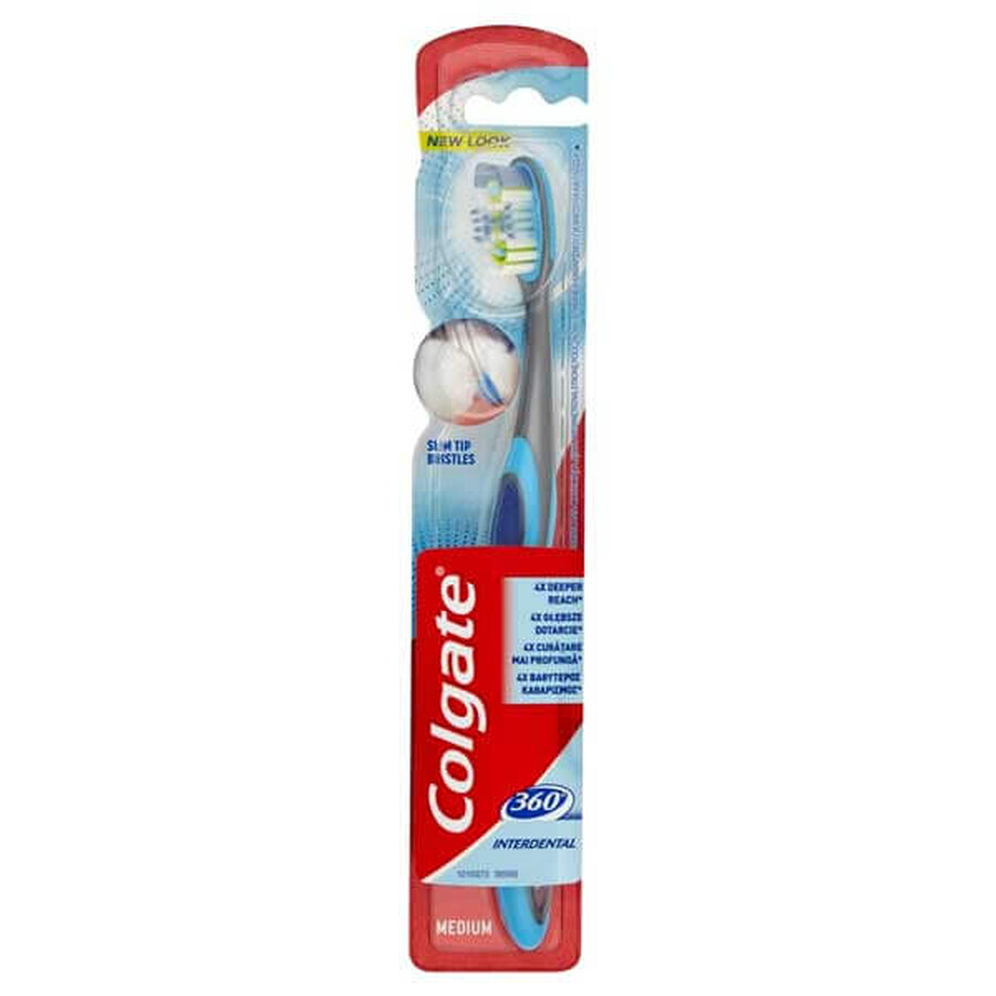 Colgate 360° Interdental, periuță de dinți, medie, 1 buc