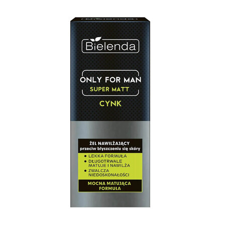 Bielenda Only For Men Super Matt, gel hidratante contra brillos de la piel, zinc, 50 ml