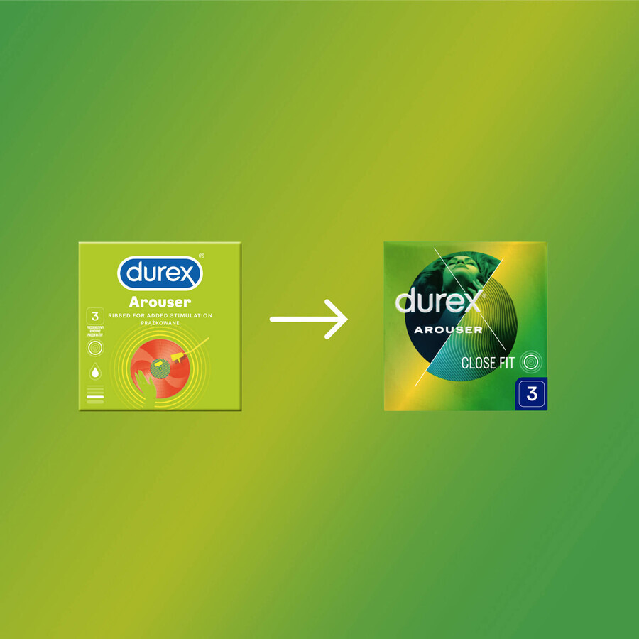 Durex Arouser, condones acanalados, 3 piezas