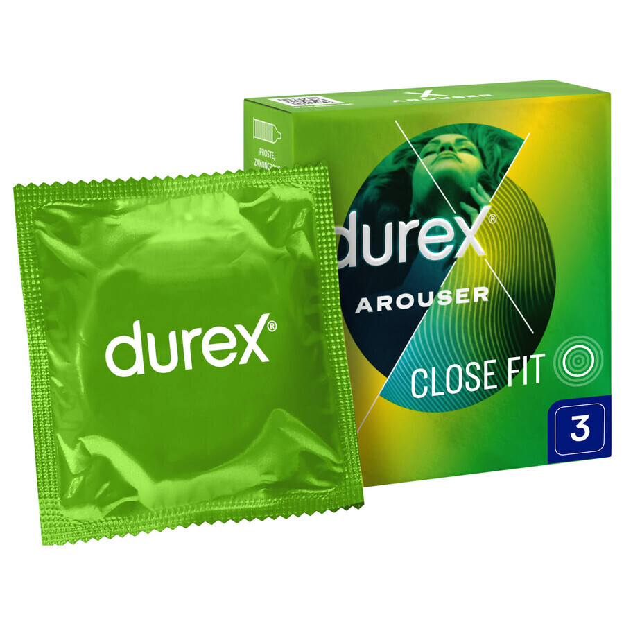 Durex Arouser, condones acanalados, 3 piezas