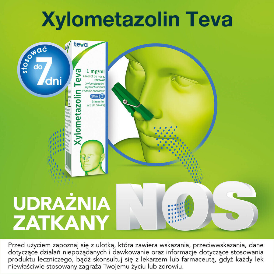 Xylometazoline Teva 1 mg/ml, neusspray, 10 ml