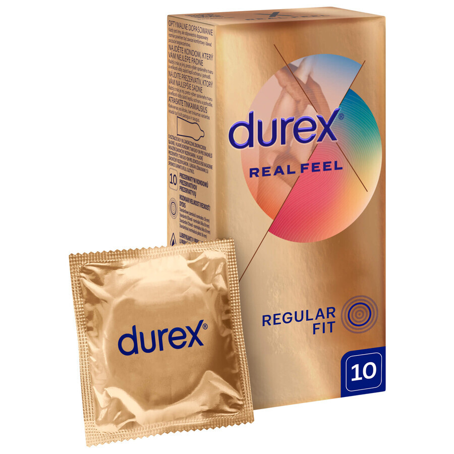 Durex Real Feel, prezervative netede fără latex, 10 bucăți