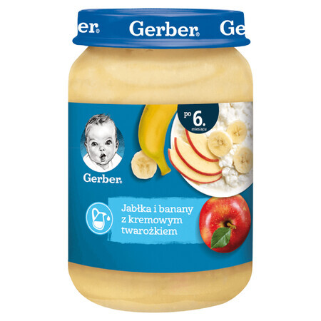 Postre Gerber, manzana y plátano con crema de requesón, después de 6 meses, 190 g