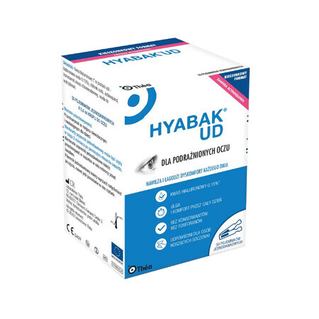 Hyabak UD, gotas humectantes para ojos y lentes de contacto, 0,4 ml x 30 envases monodosis